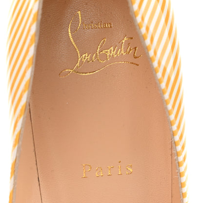 Christian Louboutin Patent Pigalle Follies Stripes 100 Pumps 39.5 Banana White 8 of 9