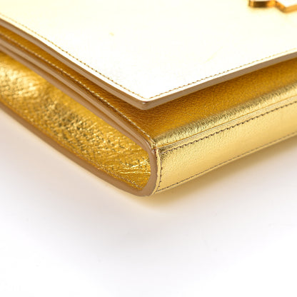 Saint Laurent Metallic Calfskin Monogram Chain Wallet Gold 14 of 15