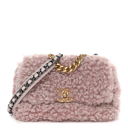 Chanel Shearling Sheepskin Medium Chanel 19 Flap Light Pink 1 of 11