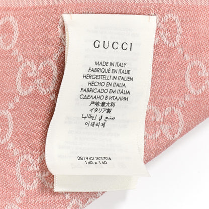 Gucci Wool Silk Monogram GGWeb Fringe Shawl Rose Ivory 3 of 8