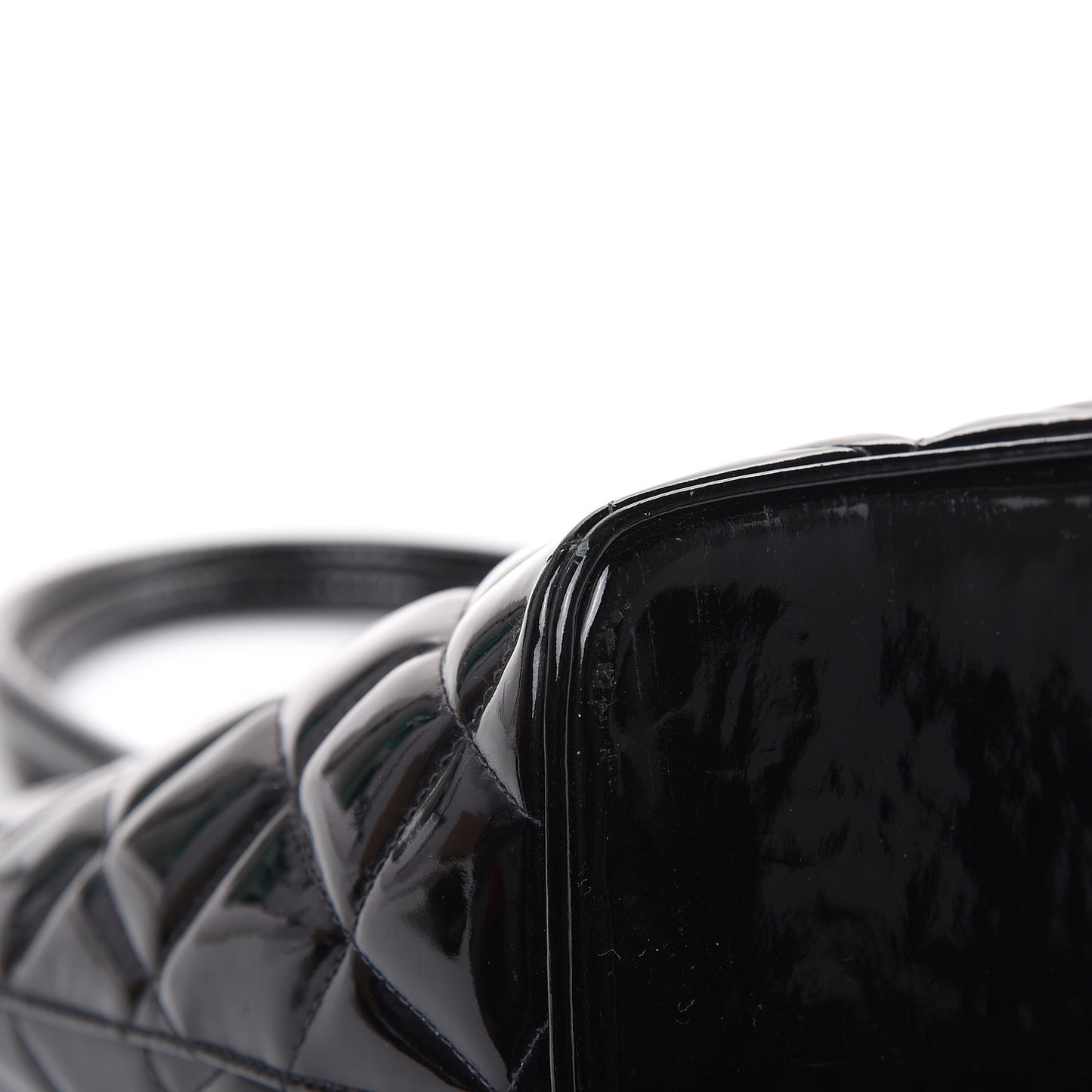 Patent Quilted Medallion Tote Black