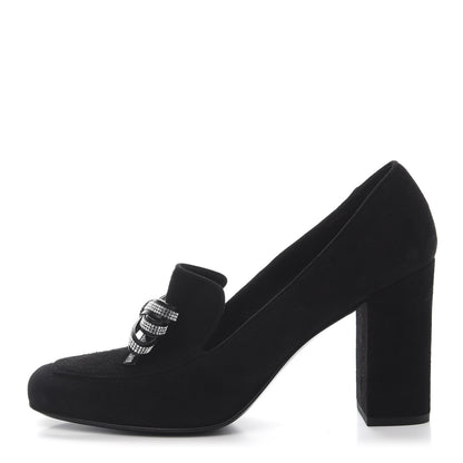 Saint Laurent Kid Scamosciato Crystal Bow Pumps 39 Black 1 of 9