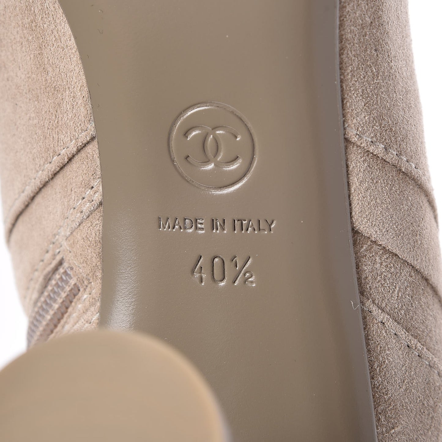 Suede Calfskin High Boots 40.5 Light Beige