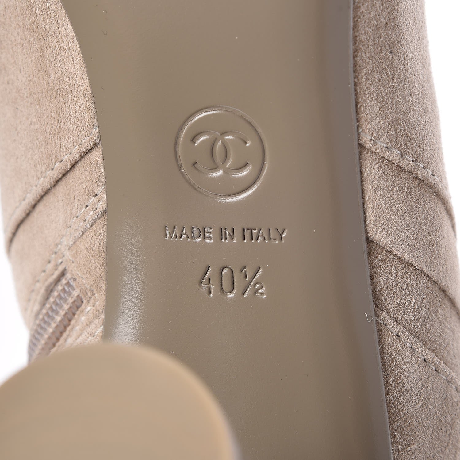 Chanel Suede Calfskin High Boots 40.5 Light Beige 8 of 10