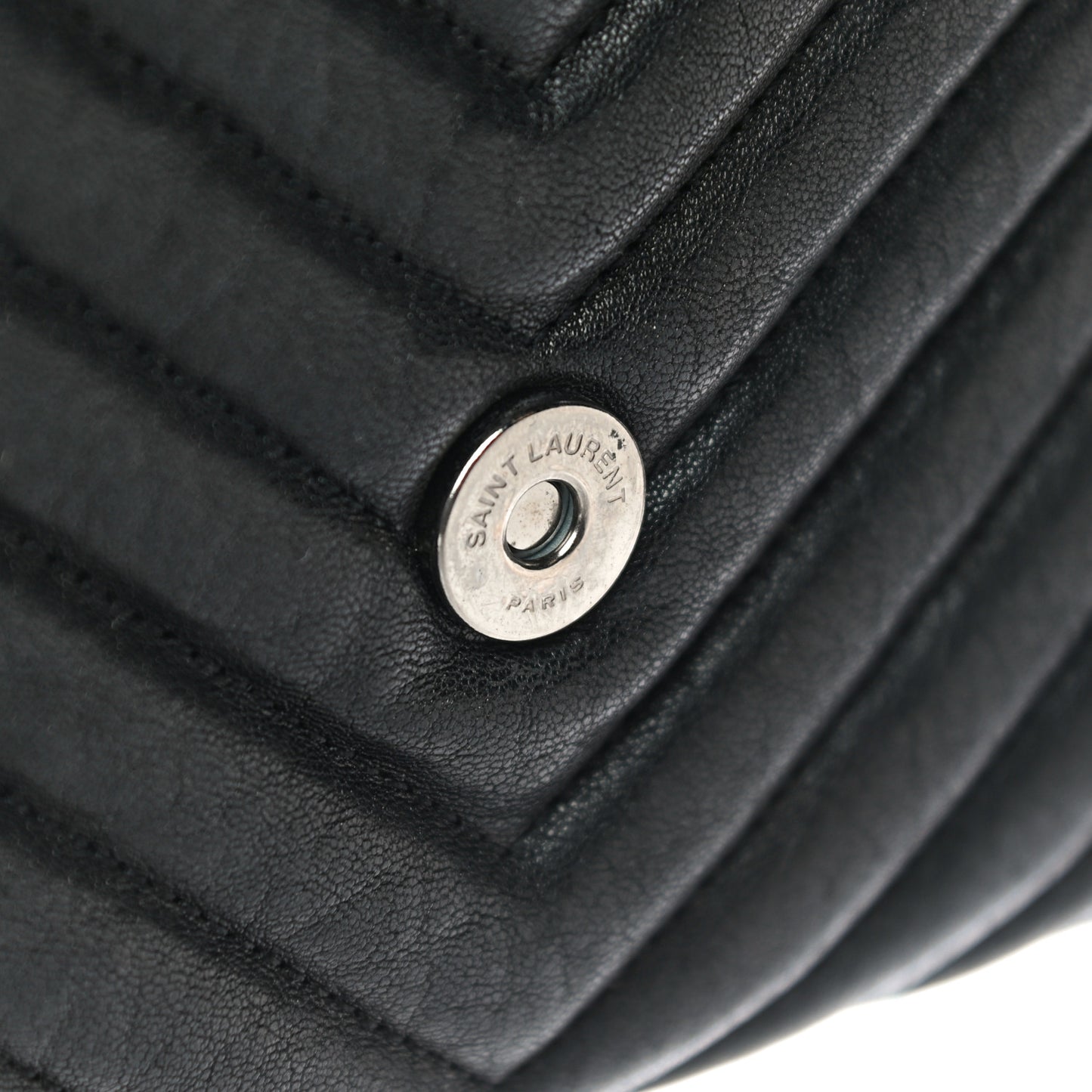 Sheepskin Matelasse Chevron Monogram Medium College Bag Black