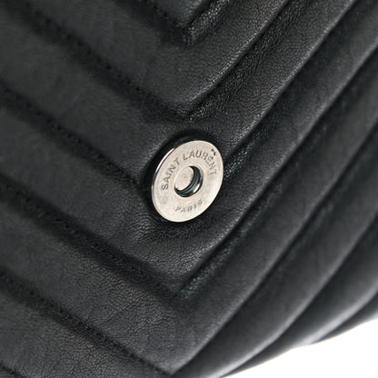 Saint Laurent Sheepskin Matelasse Chevron Monogram Medium College Bag Black 14 of 20