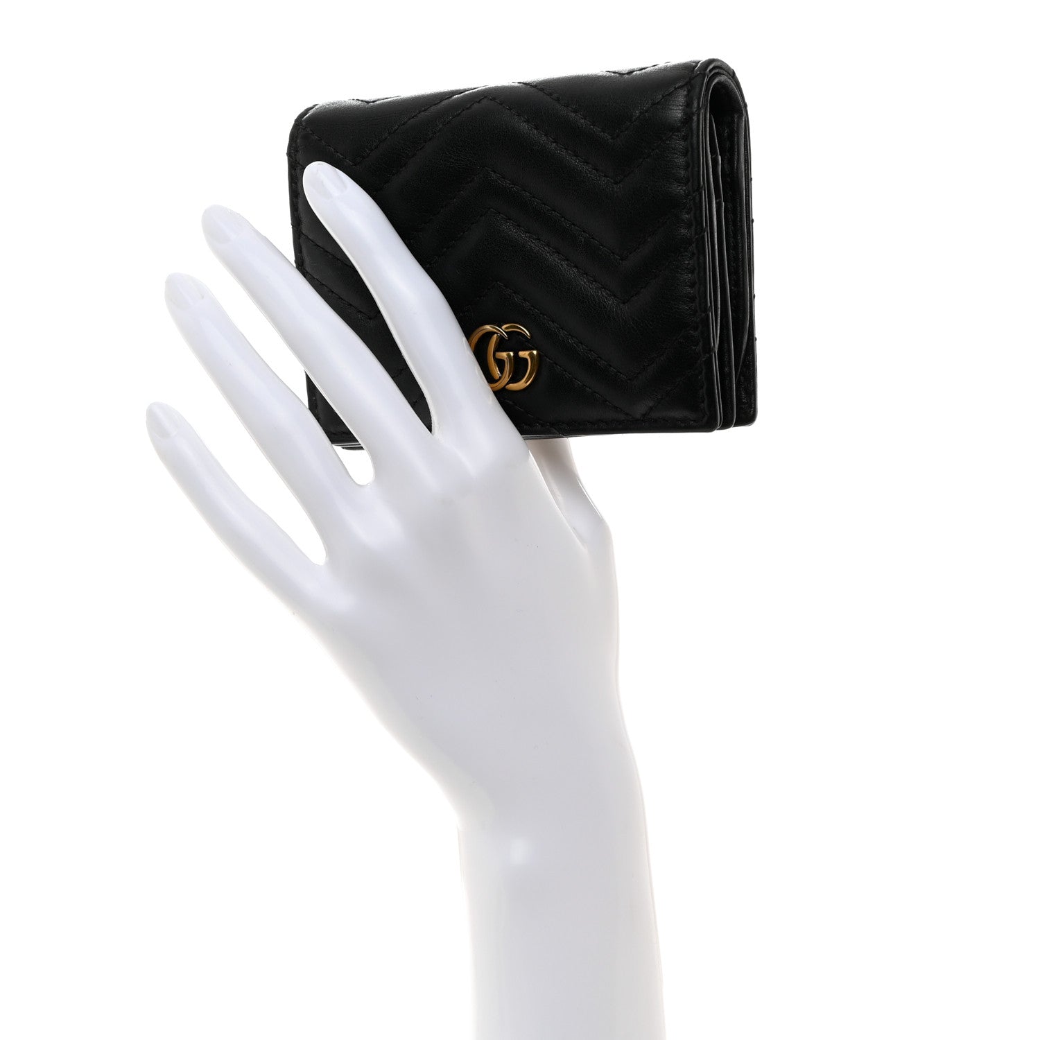 Gucci Calfskin Matelasse GG Marmont Card Case Wallet Black 2 of 7