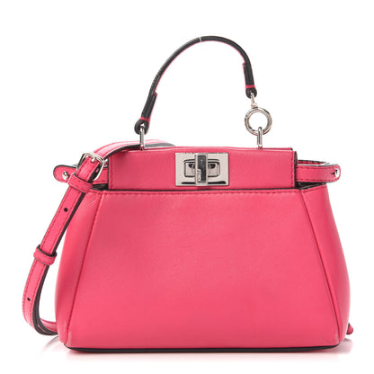Fendi Shiny Nappa Micro Peekaboo Iconic Satchel Fuxia 1 of 10