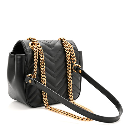 Gucci Calfskin Matelasse Mini GG Marmont Square Shoulder Bag Black 3 of 11