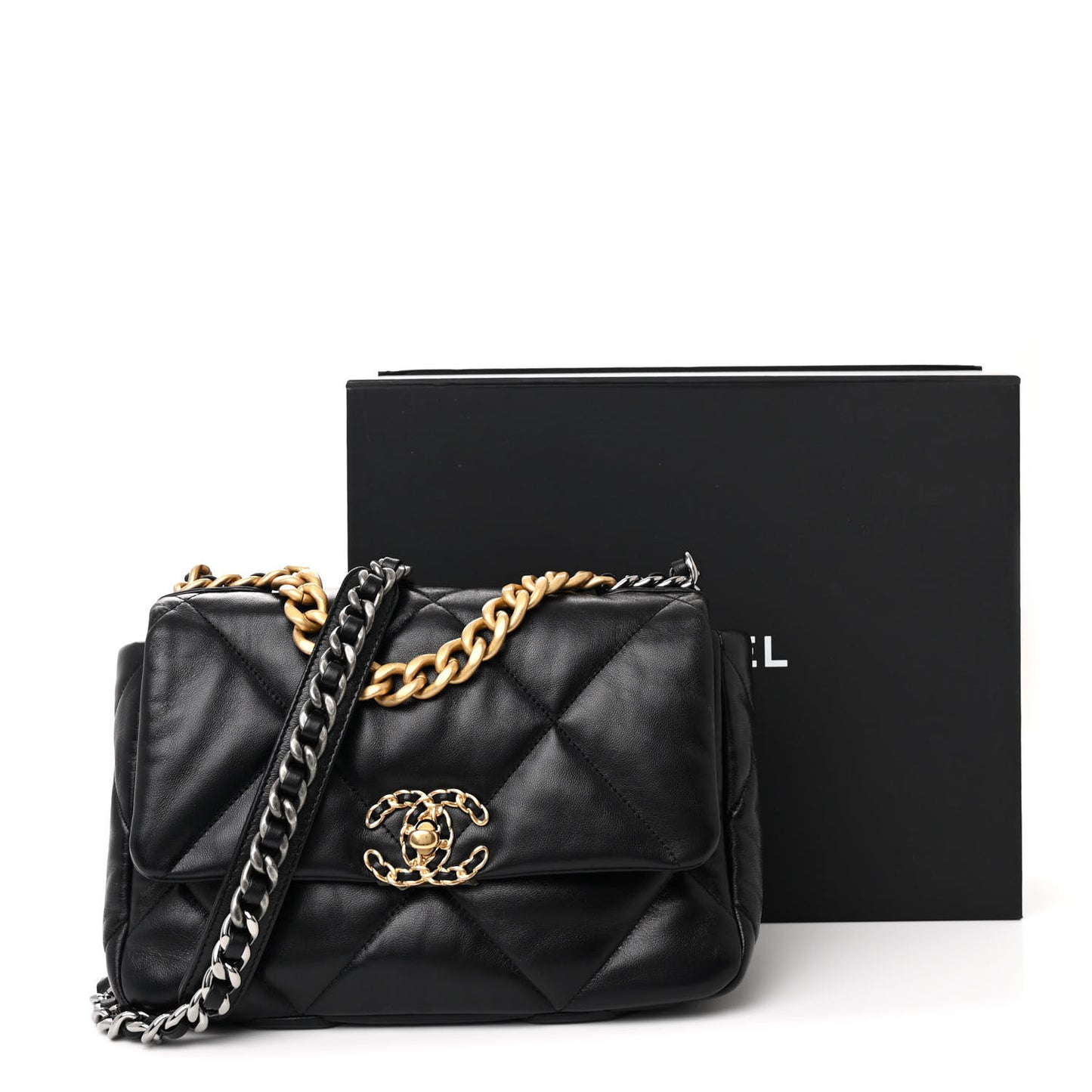 Lambskin Quilted Medium Chanel 19 Flap Black
