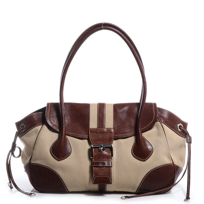 Prada Canapa Leather Foldover Satchel Bruciato 1 of 11