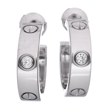 Cartier 18K White Gold 2 Diamond 5.5mm LOVE Hoop Earrings 1 of 7