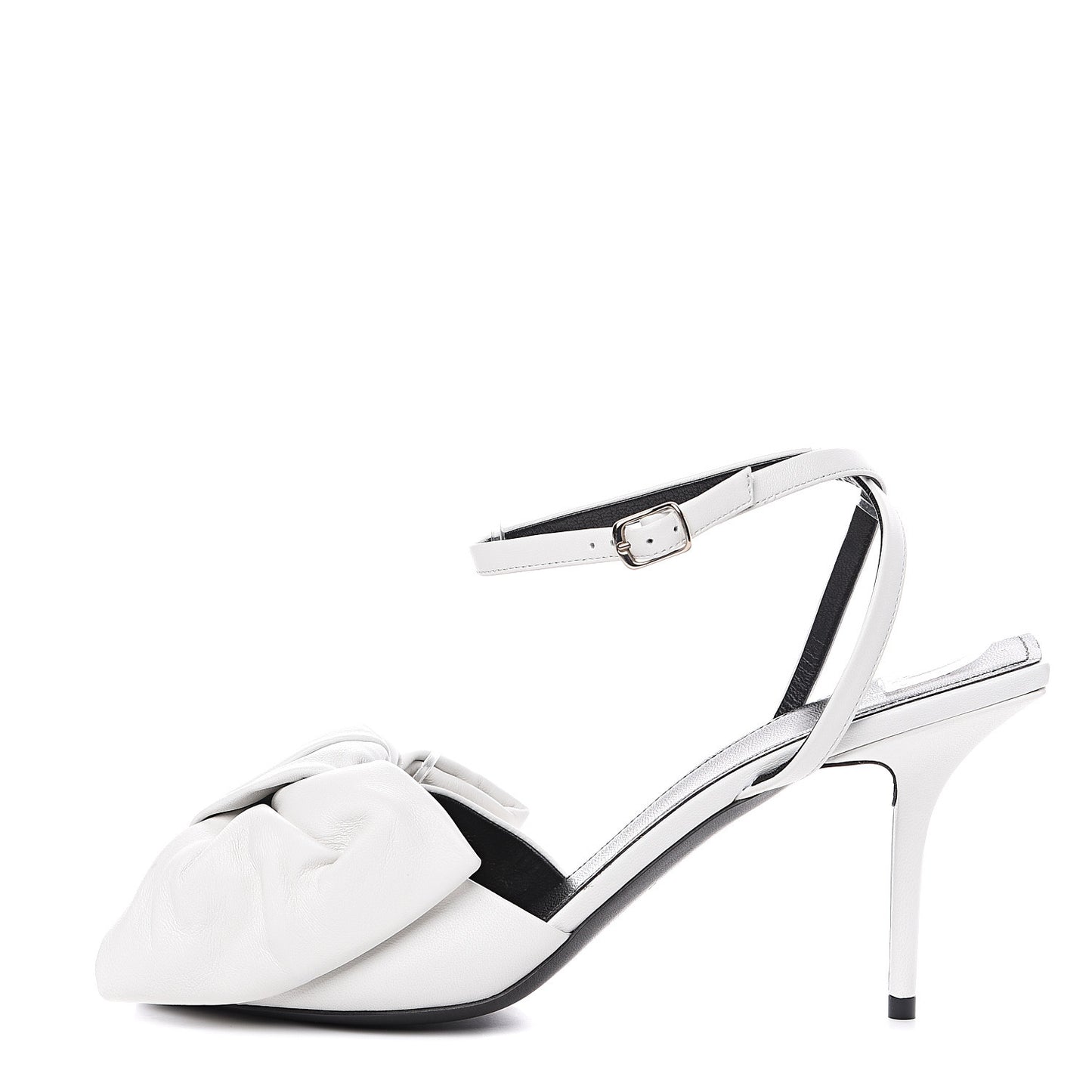 Lambskin Square Knife Bow Sandals 41 White