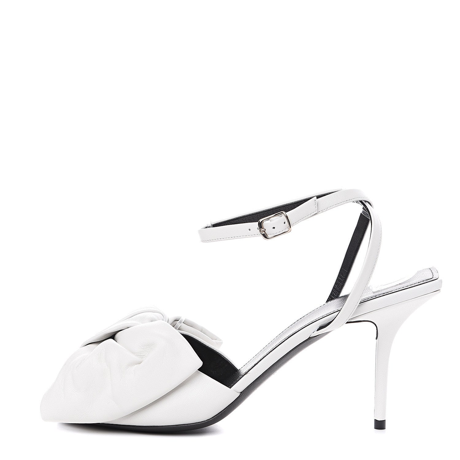 Balenciaga Lambskin Square Knife Bow Sandals 41 White 1 of 9