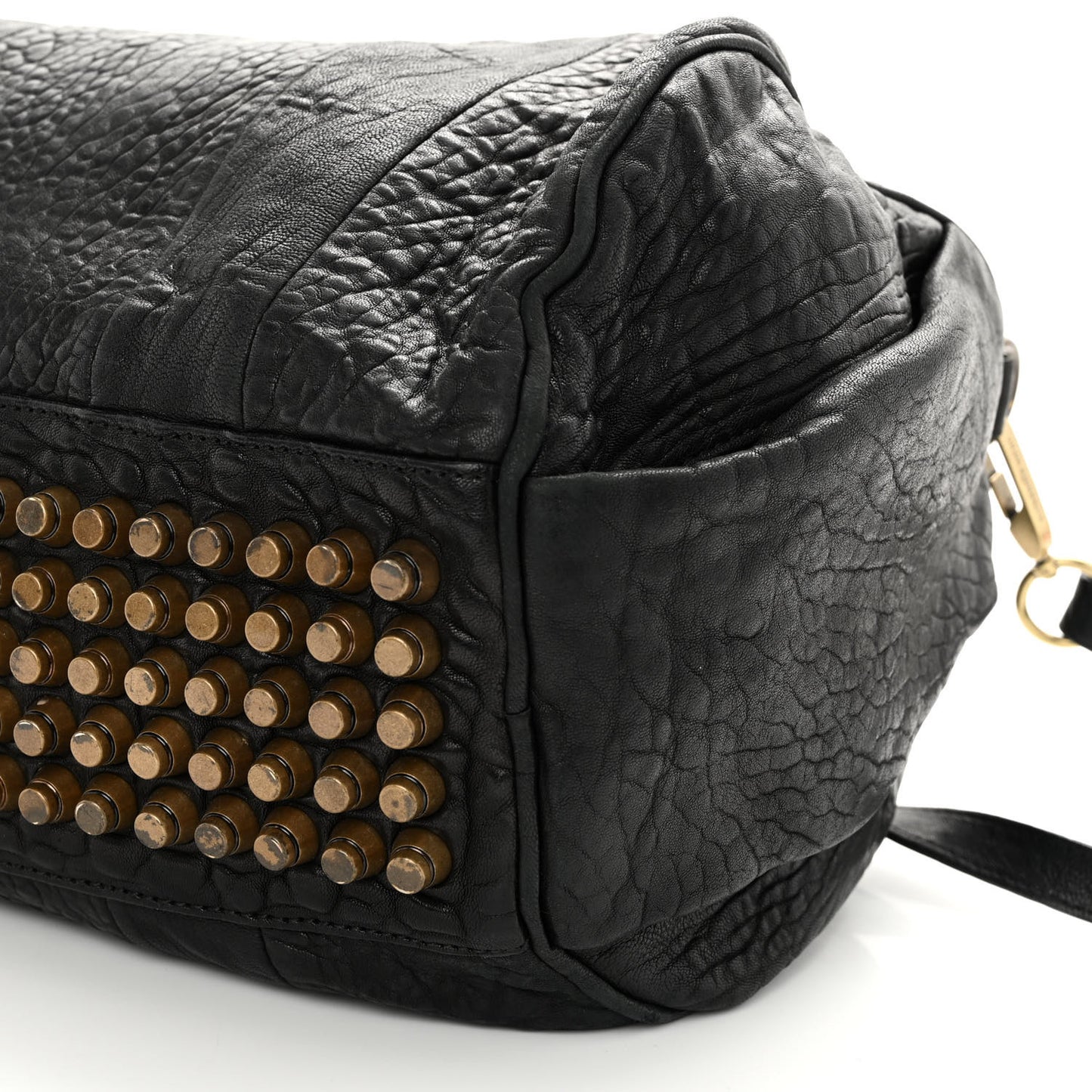 Pebbled Lambskin Rockie Black Antique Brass Hardware