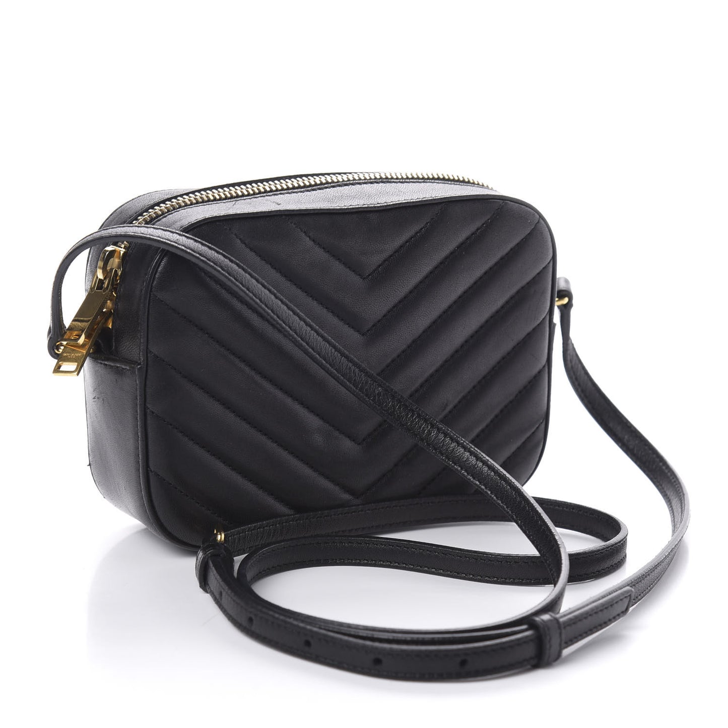 Lambskin Chevron Small Classic Monogram Camera Bag Black