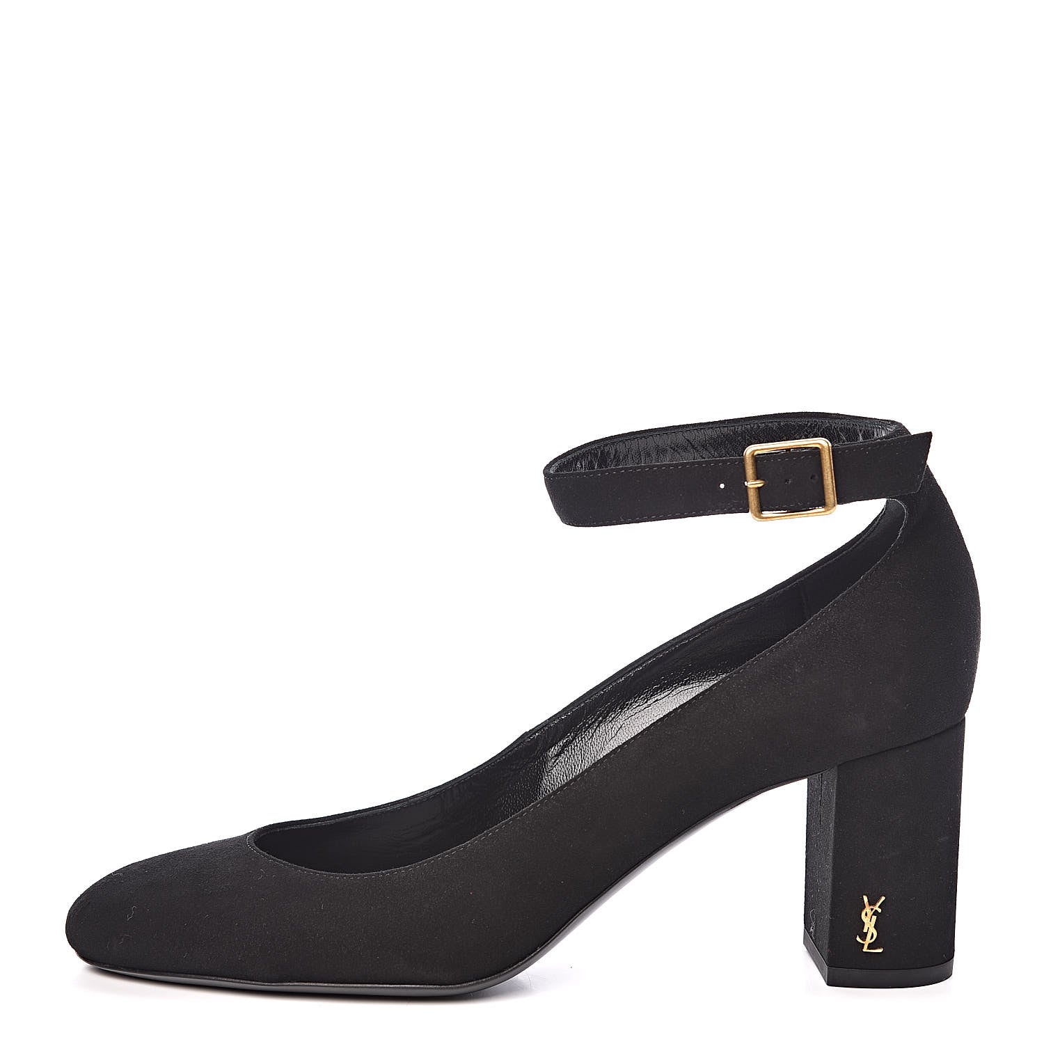 Saint Laurent Suede Loulou 70 Ankle Strap Pumps 38 Black 1 of 9
