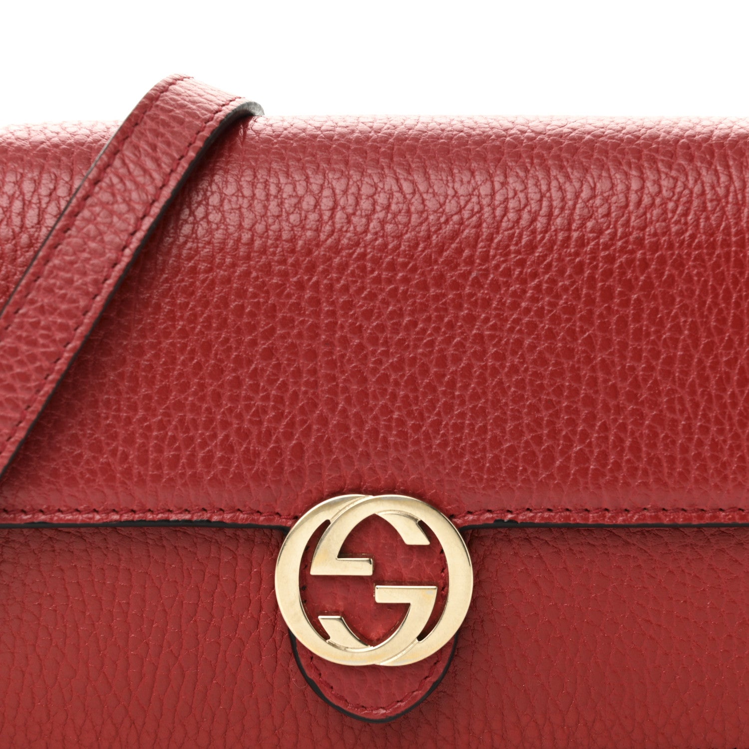 Gucci Dollar Calfskin Interlocking G Chain Wallet Red 8 of 10