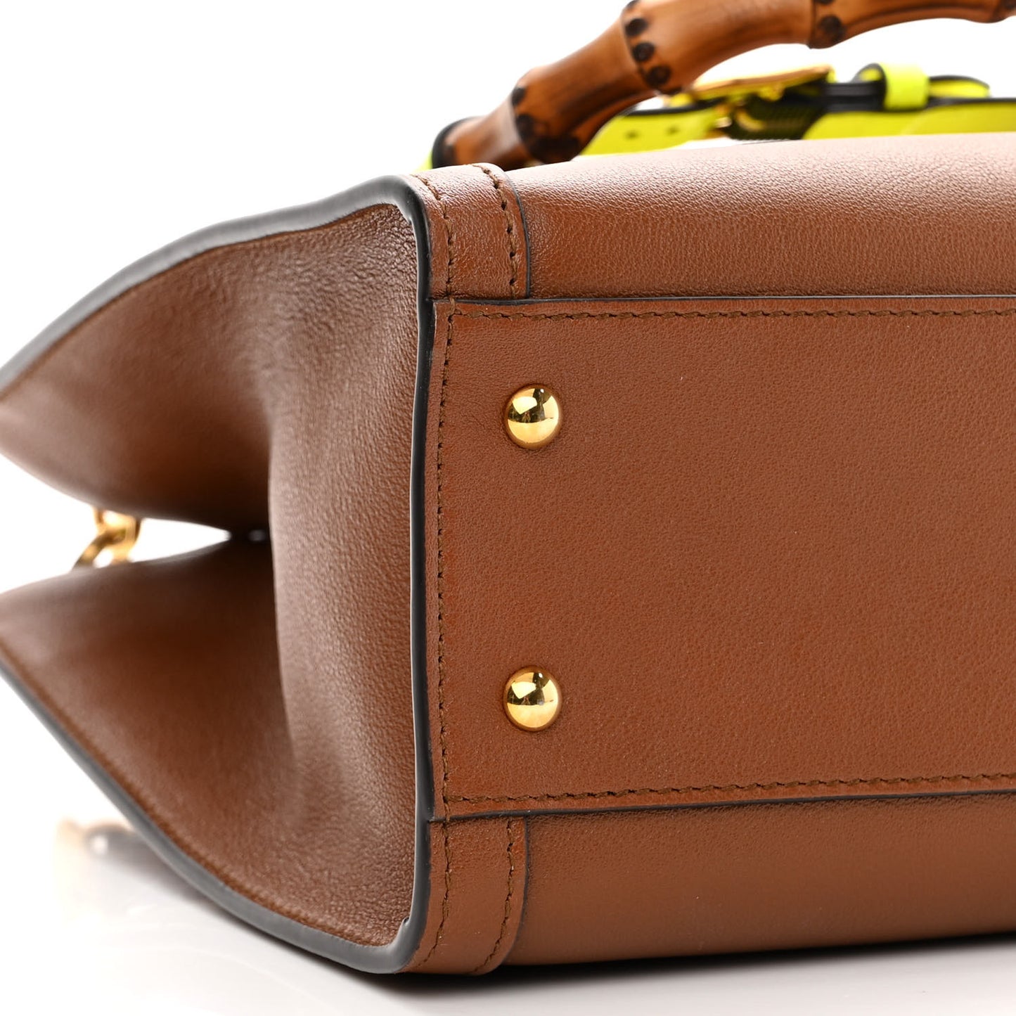 Wonka Grain Calfskin Small Diana Tote Bag Cuir Yellow Fluo