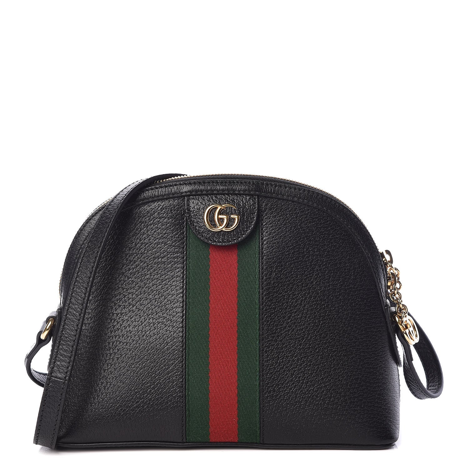 Gucci Calfskin GG Web Small Ophidia Dome Shoulder Bag Black 1 of 10