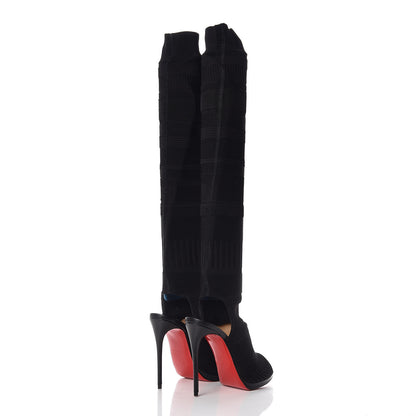 Christian Louboutin Maille Tricot Nappa Cheminetta 120 Tall Sock Boots 38 Black 4 of 8