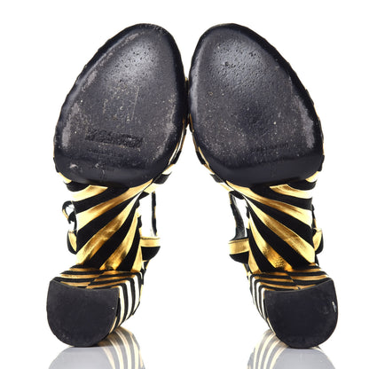 Saint Laurent Metallic Suede Bianca 125 Platform Sandals 38 Black Gold 5 of 9