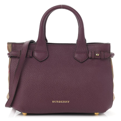 Burberry Grainy Calfskin House Check Small Banner Tote Mahogany Red 1 of 12