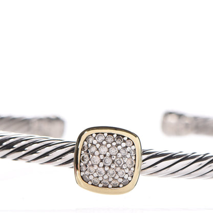David Yurman Sterling Silver 18K Yellow Gold Diamond 4mm Noblesse Cable Bracelet 4 of 6