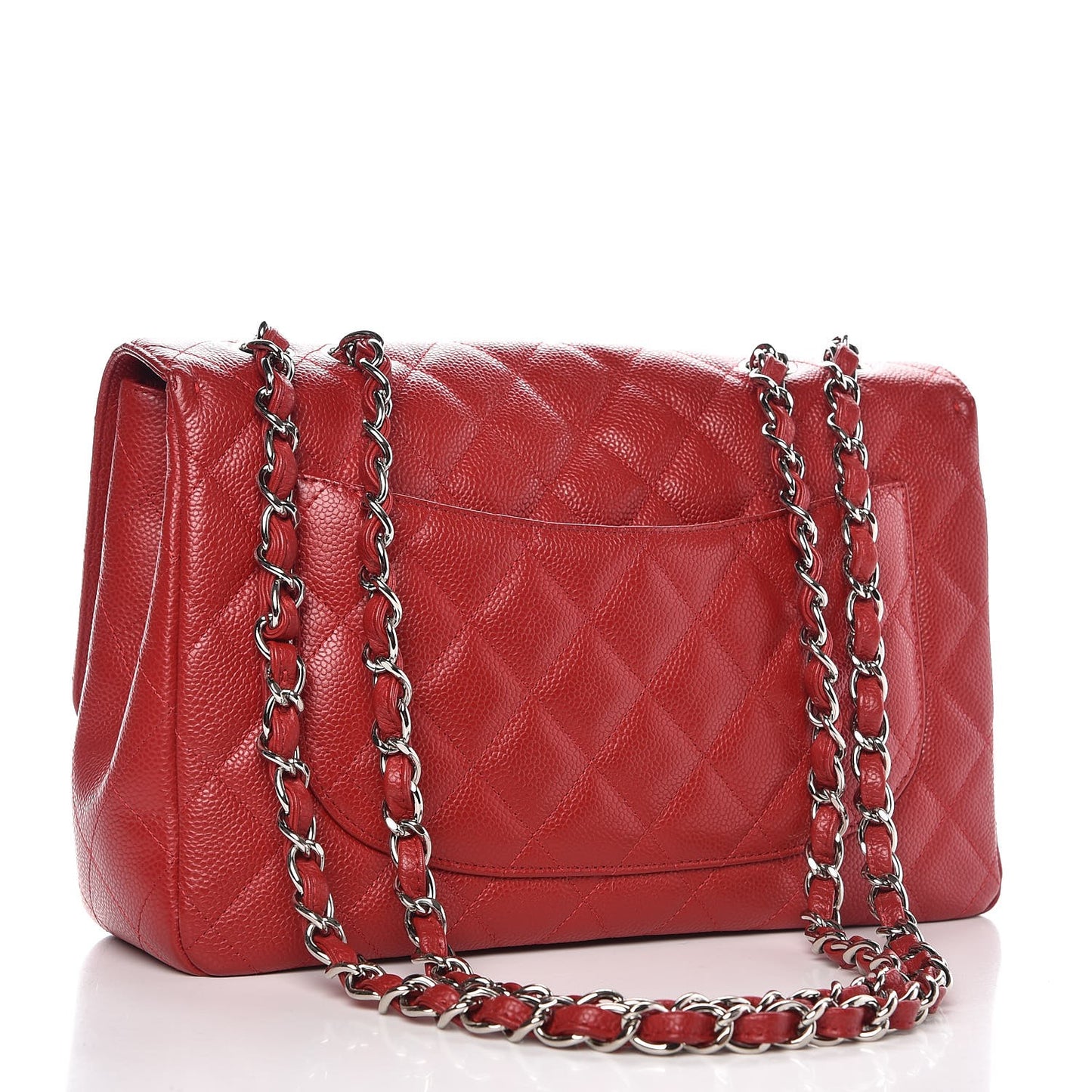 Caviar Quilted Jumbo Single Flap Red