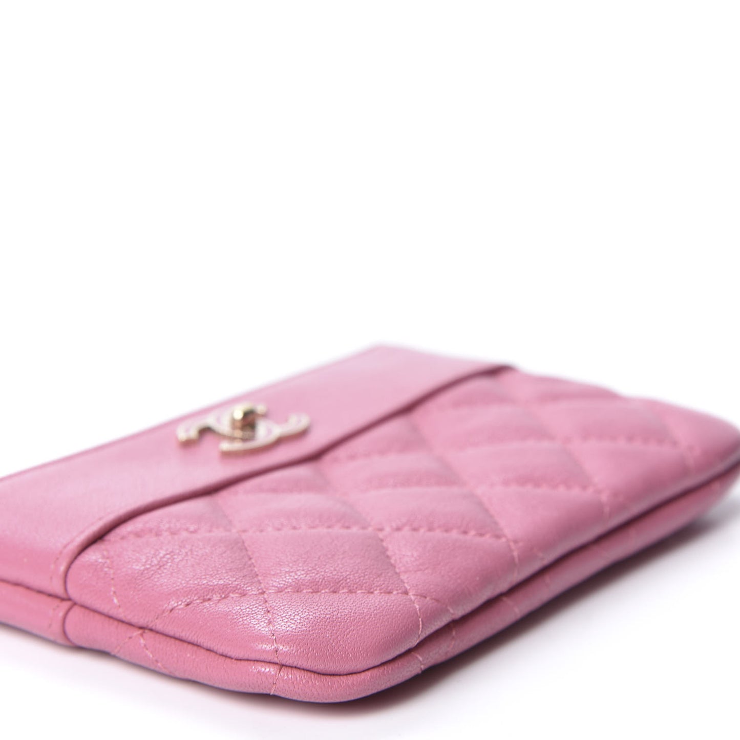 Sheepskin Quilted Small Vintage Mademoiselle Cosmetic Case Dark Pink