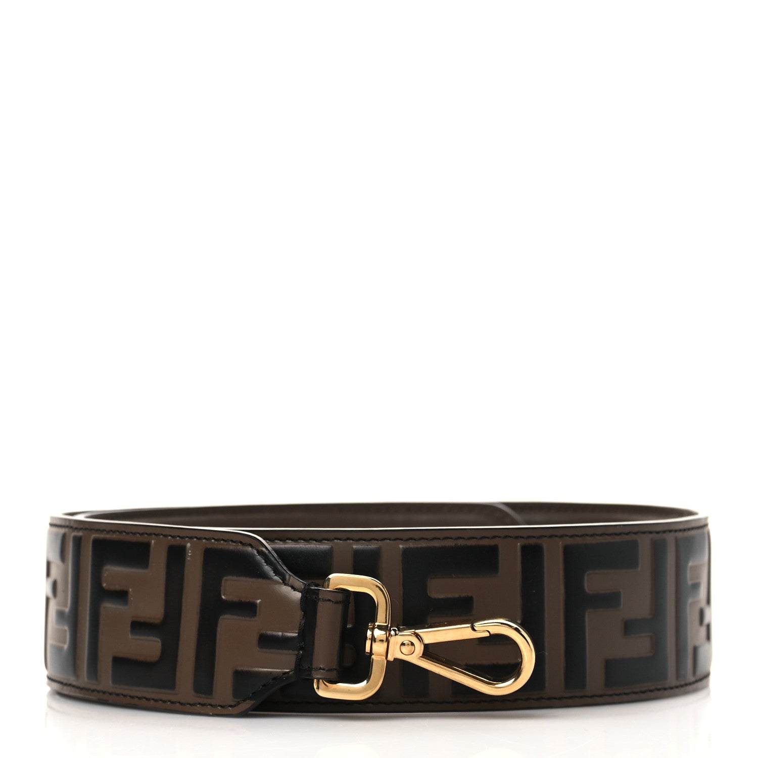 Fendi Vitello Century Bi-Color FF 1974 Embossed Strap You Maya Black 1 of 4