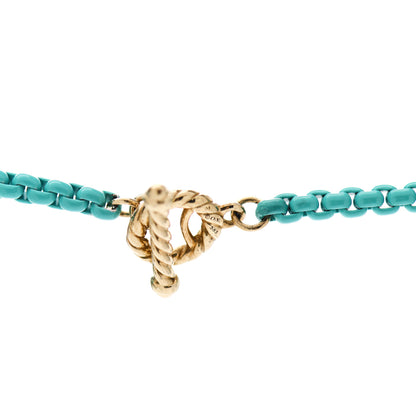 David Yurman Stainless Steel 14K Yellow Gold Acrylic Bel Aire Chain Necklace Turquoise 5 of 7