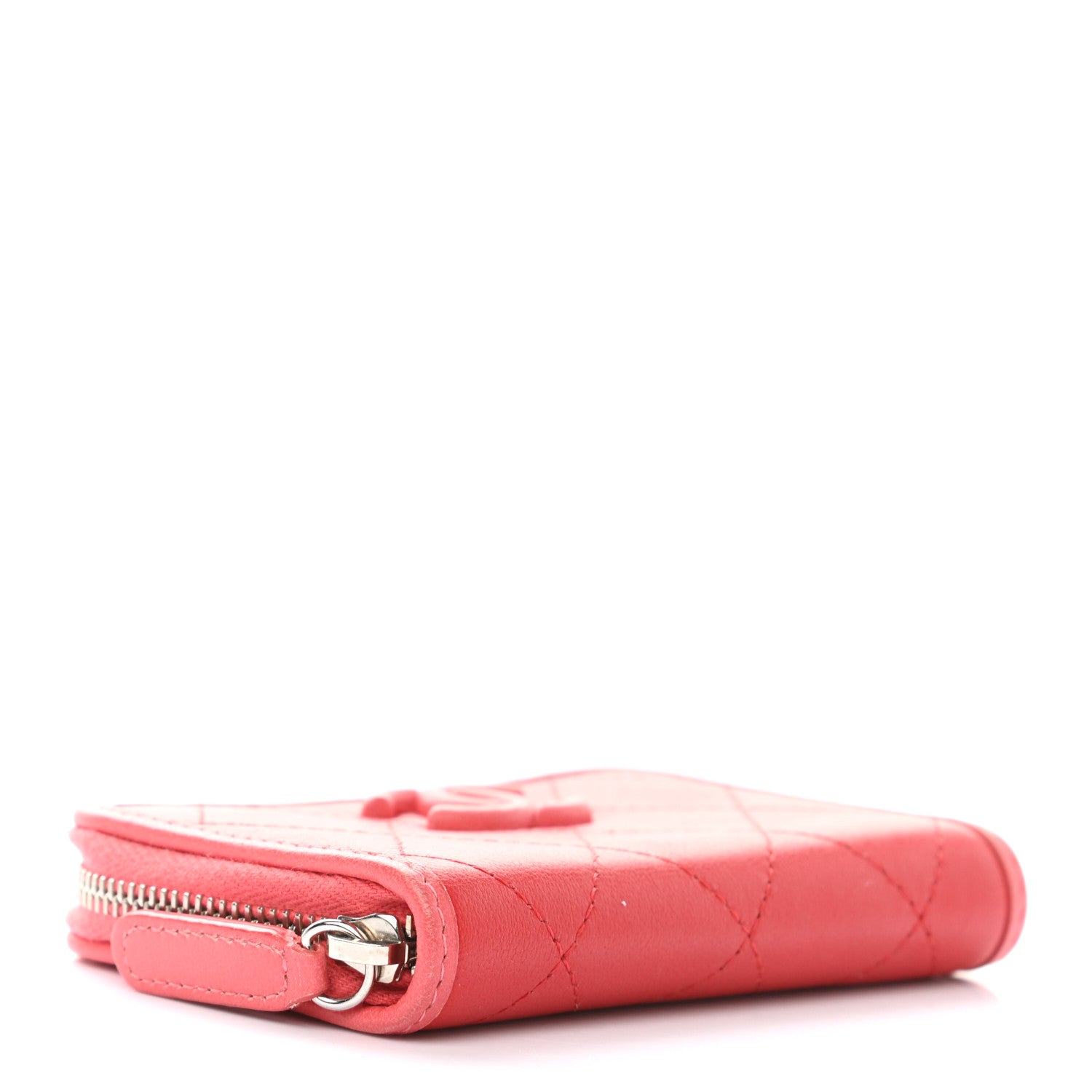 Chanel Calfskin Quilted Bi-Color Zip Coin Purse Red Pink 4 of 9