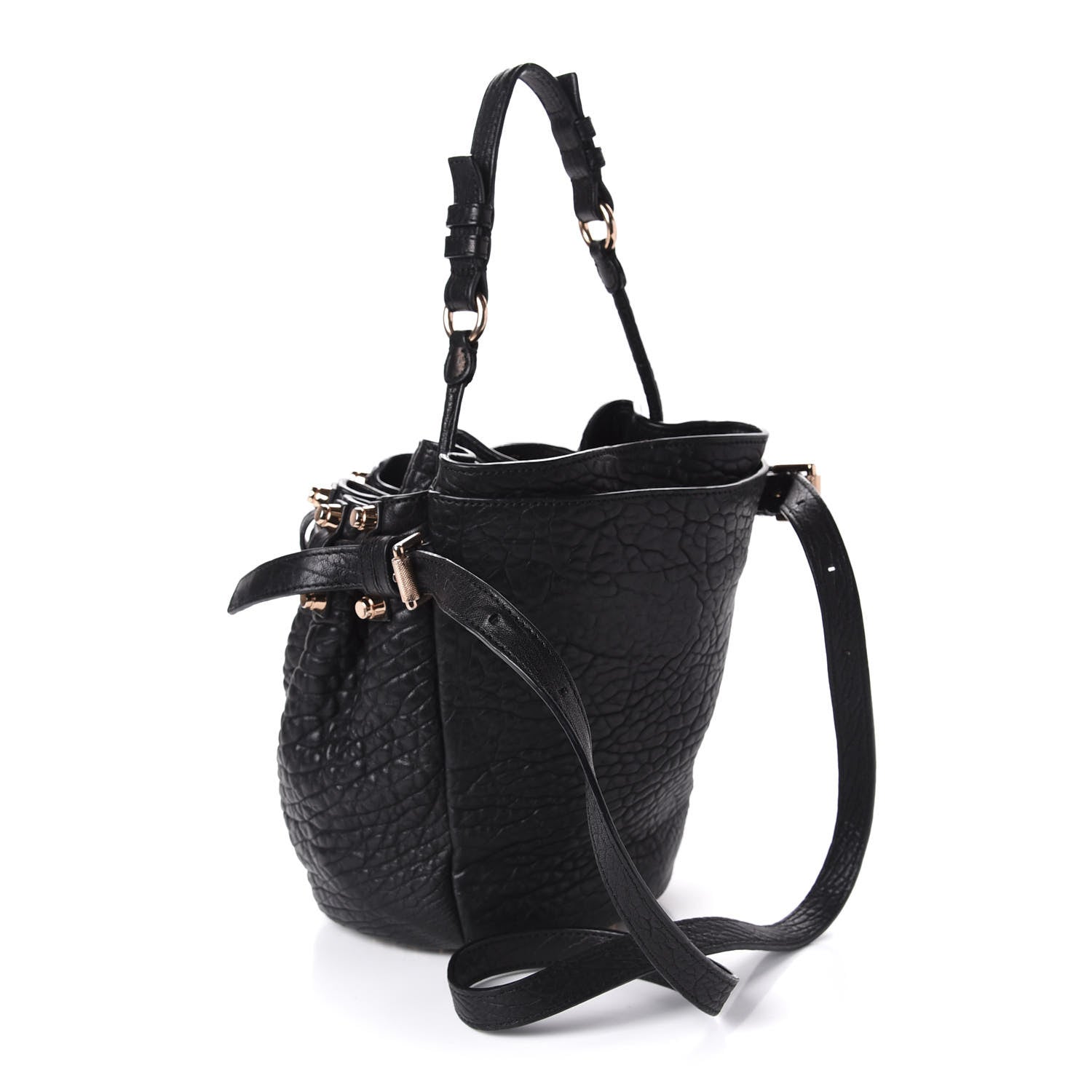 Alexander Wang Pebbled Lambskin Diego Bucket Black Rose Gold Hardware 4 of 10