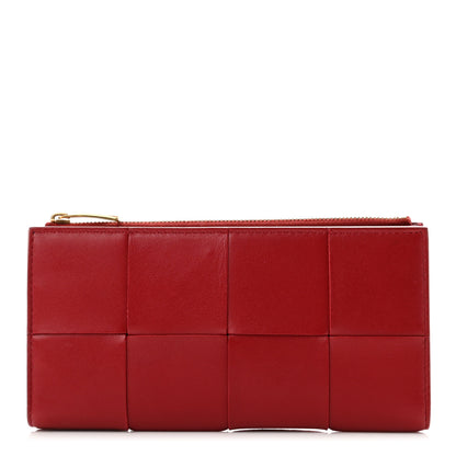 Bottega Veneta Nappa Maxi Intrecciato Large Bi-Fold Zip Wallet Dark Red 1 of 9