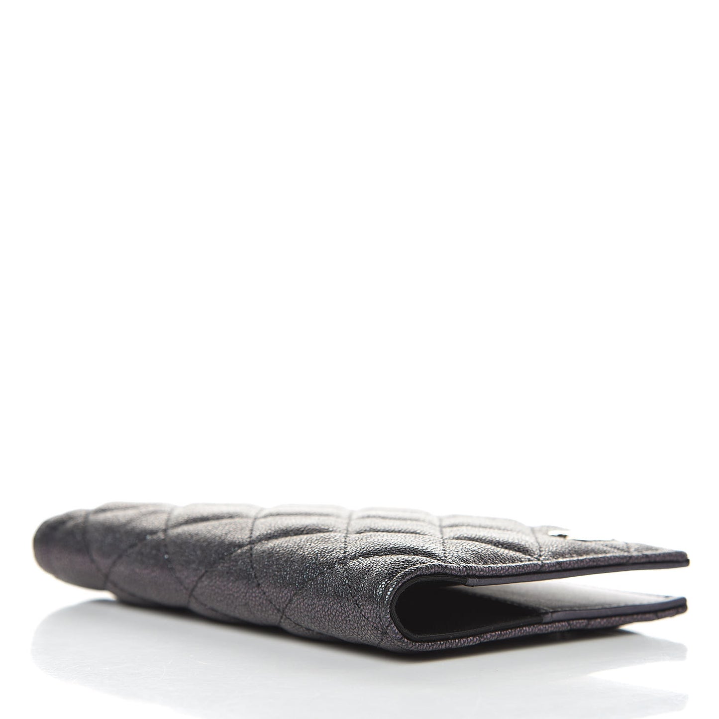 Iridescent Caviar Quilted Passport Holder Black