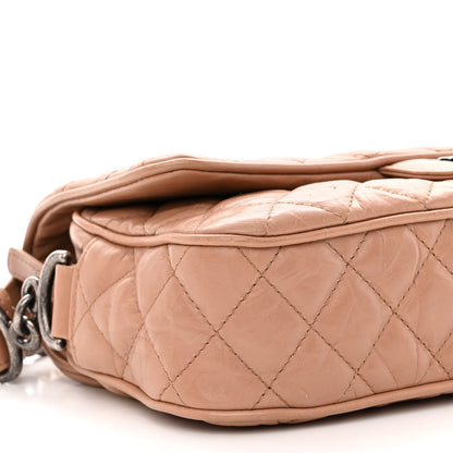 Chanel Crumpled Calfskin Quilted Medium Casual Rock Flap Beige 9 of 11