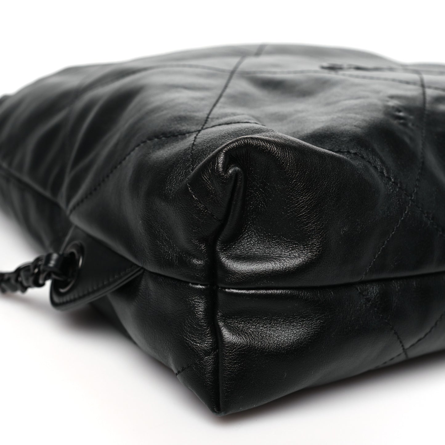 Shiny Calfskin Quilted Chanel 22 Backpack So Black