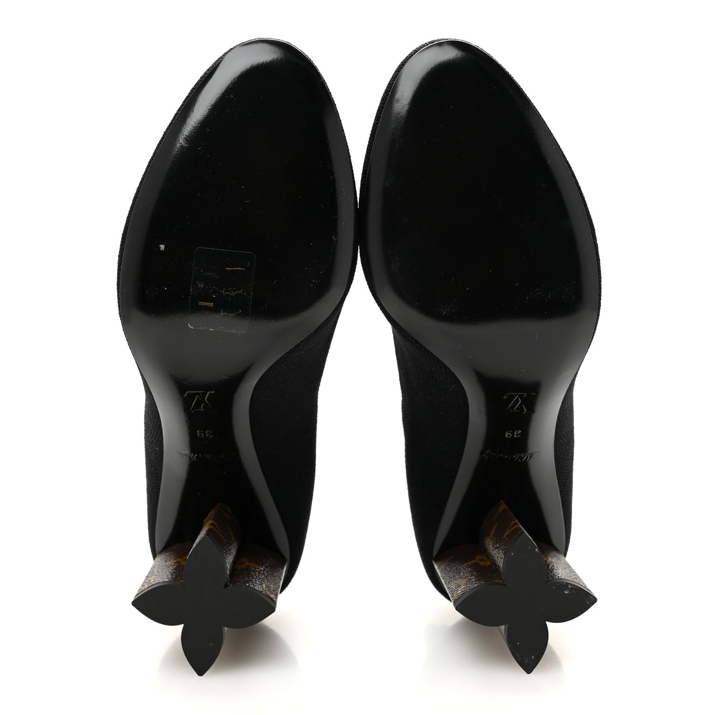 Monogram Stretch Fabric Silhouette Ankle Boots 39 Black