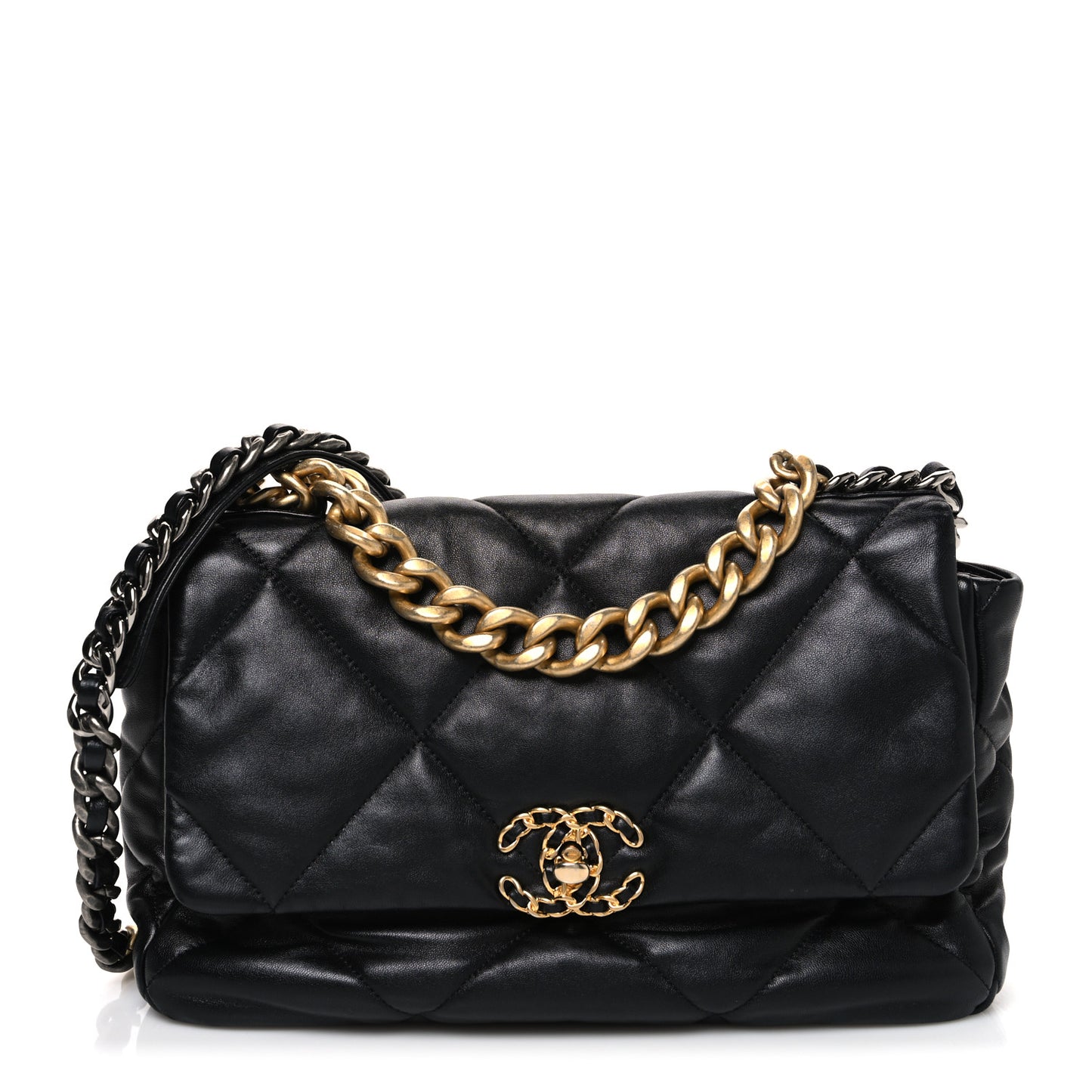 Lambskin Quilted Large Chanel 19 Flap Black