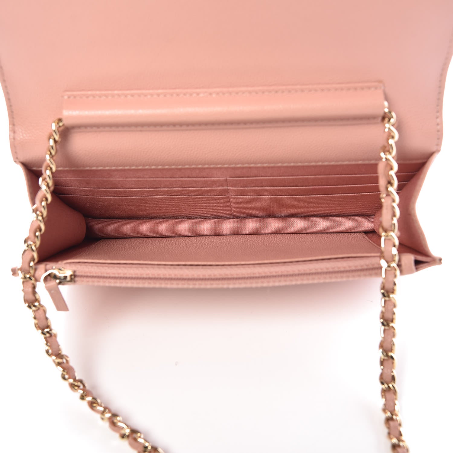 Chanel Caviar Camellia Embossed Wallet On Chain WOC Light Pink 5 of 12