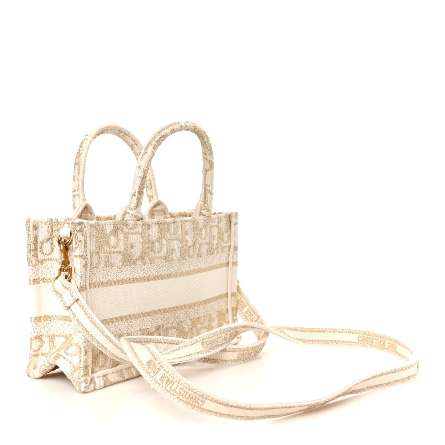 Oblique Mini Book Tote With Strap Gold Multicolor