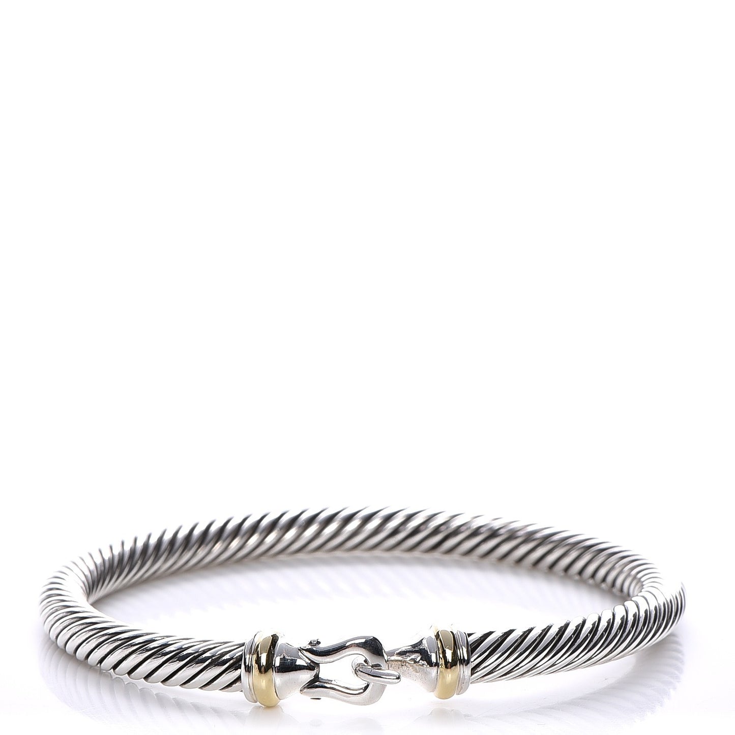 Sterling Silver 18K Yellow Gold 5mm Cable Classic Buckle Bracelet