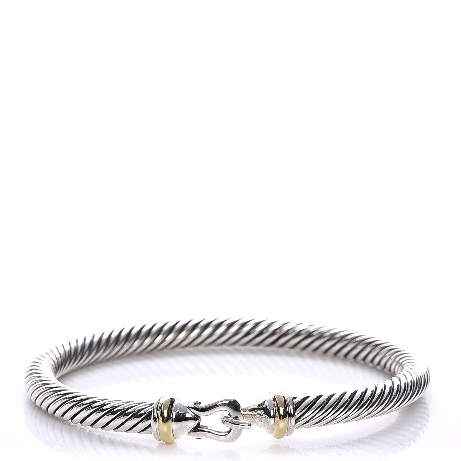 David Yurman Sterling Silver 18K Yellow Gold 5mm Cable Classic Buckle Bracelet 1 of 5