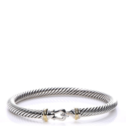 David Yurman Sterling Silver 18K Yellow Gold 5mm Cable Classic Buckle Bracelet 1 of 5
