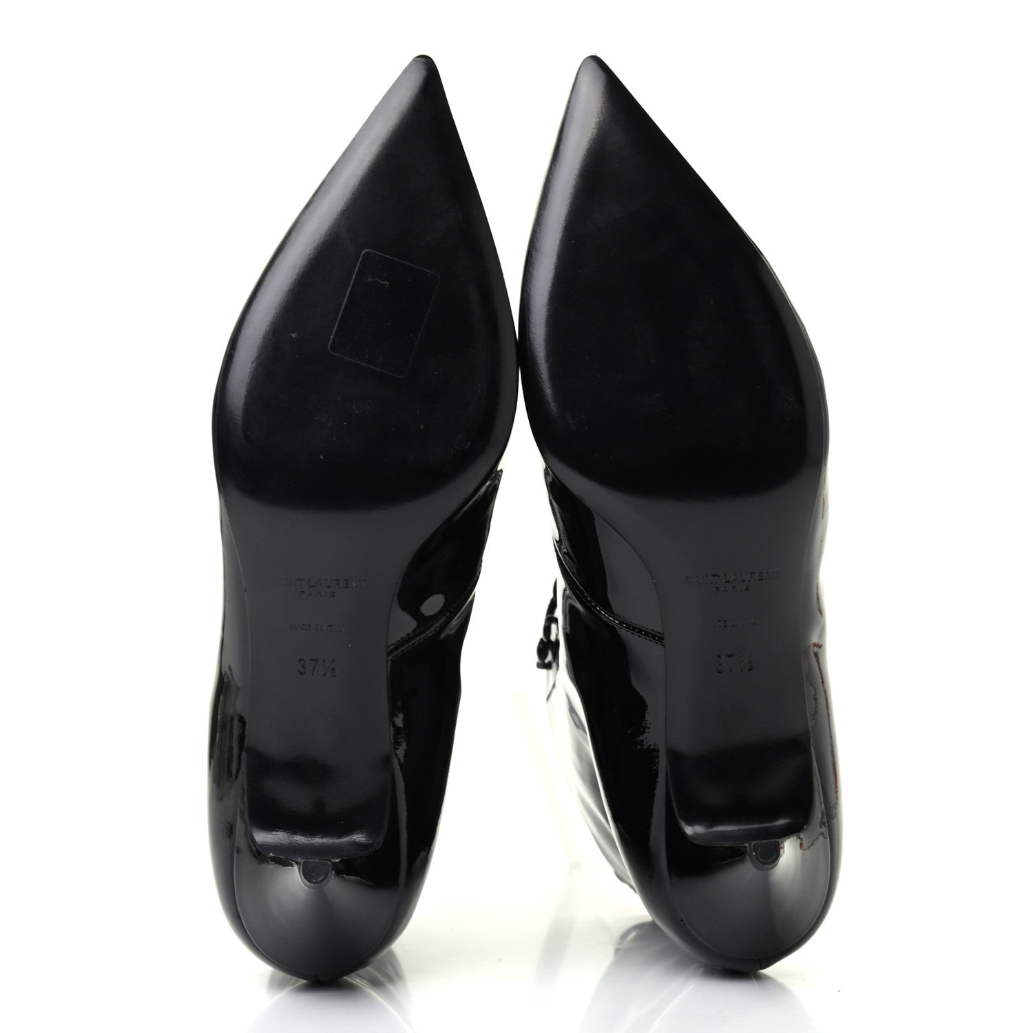 Saint Laurent Patent Calfskin Cat 50 Laced Boots 37.5 Black 5 of 7