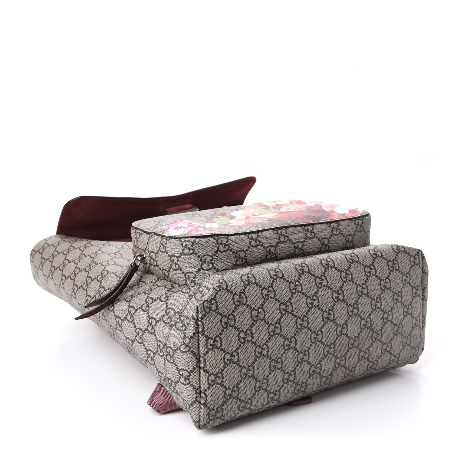 Gucci GG Supreme Monogram Blooms Medium Single Buckle Backpack Beige Multicolor Dry Rose 3 of 13
