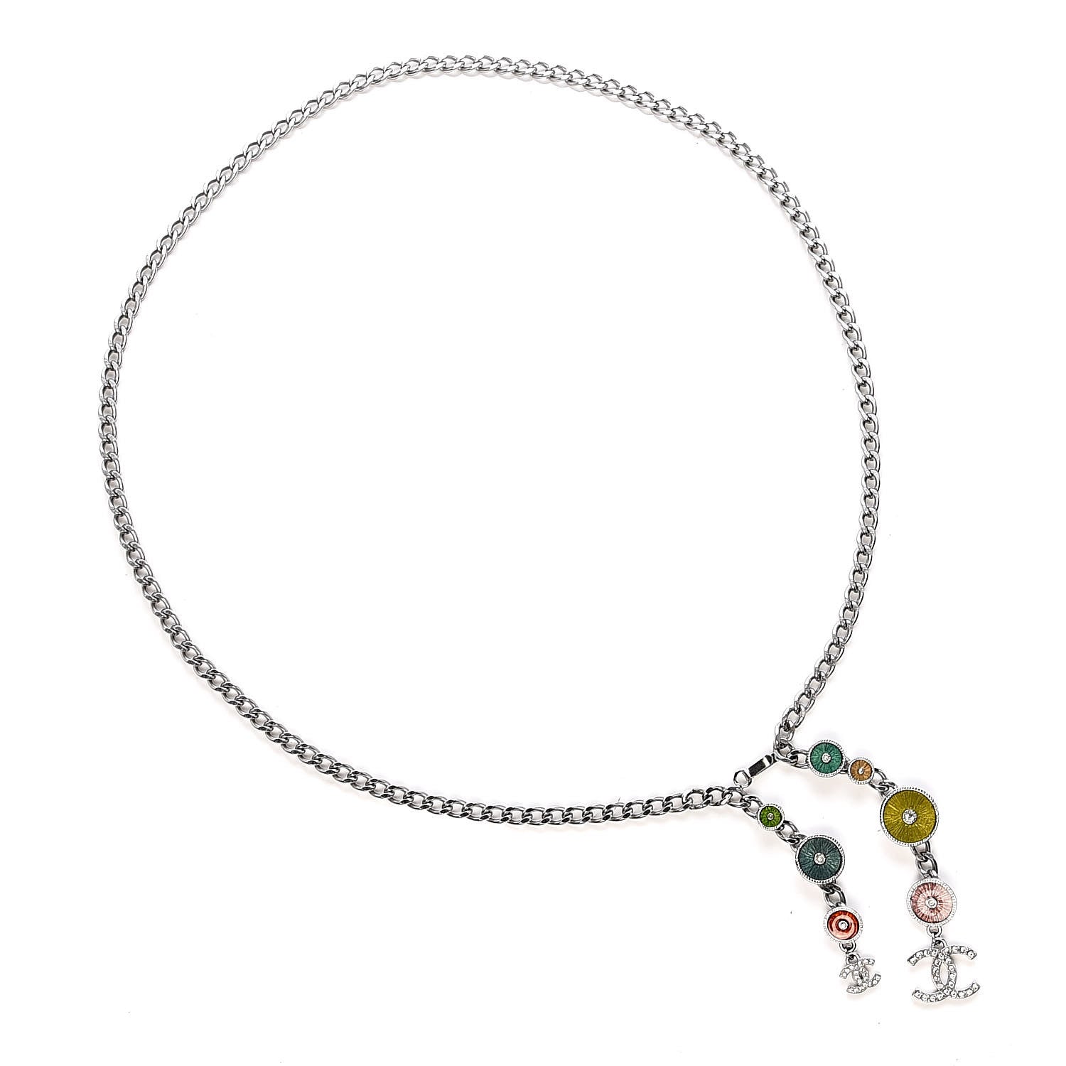 Chanel Gripoix Poured Glass Crystal CC Charm Chain Belt Silver 1 of 5