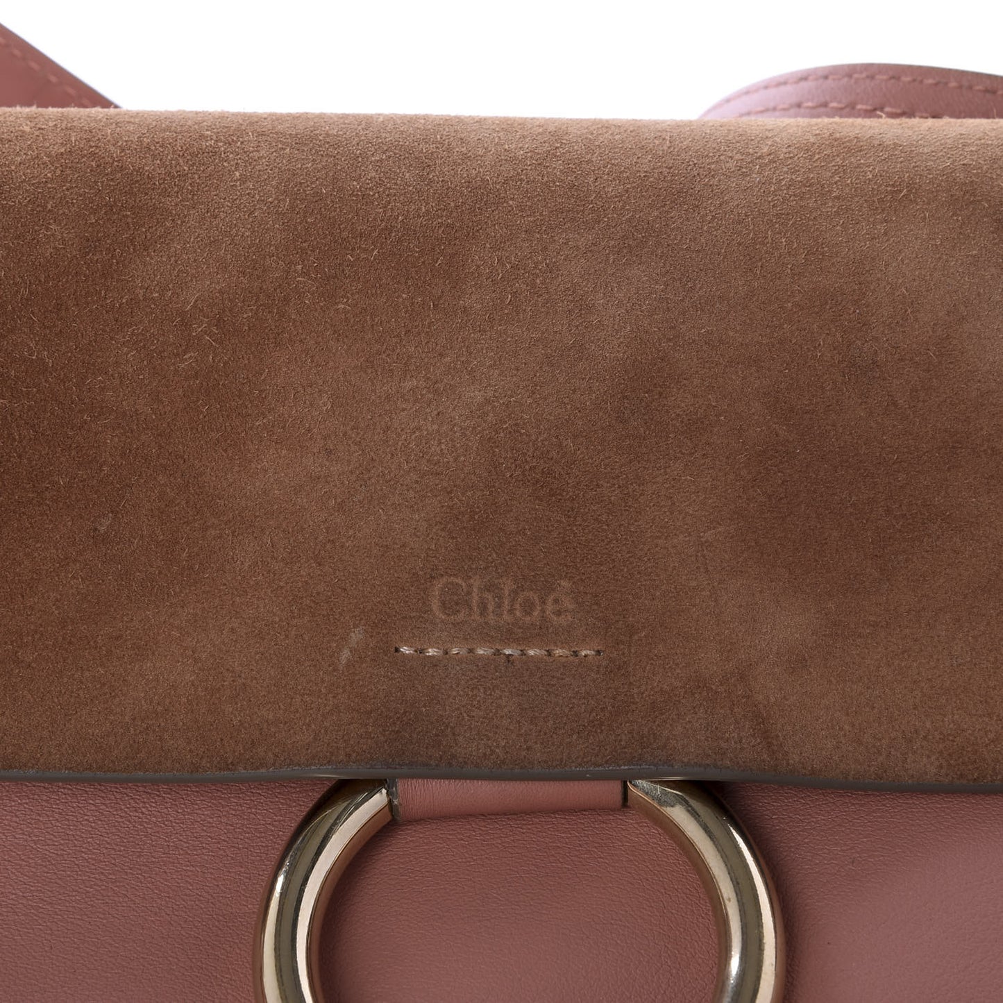 Suede Calfskin Small Faye Shoulder Bag Nougat