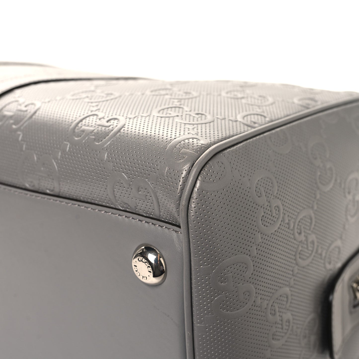 Calfskin GG Tennis Embossed Duffle Bag Grey